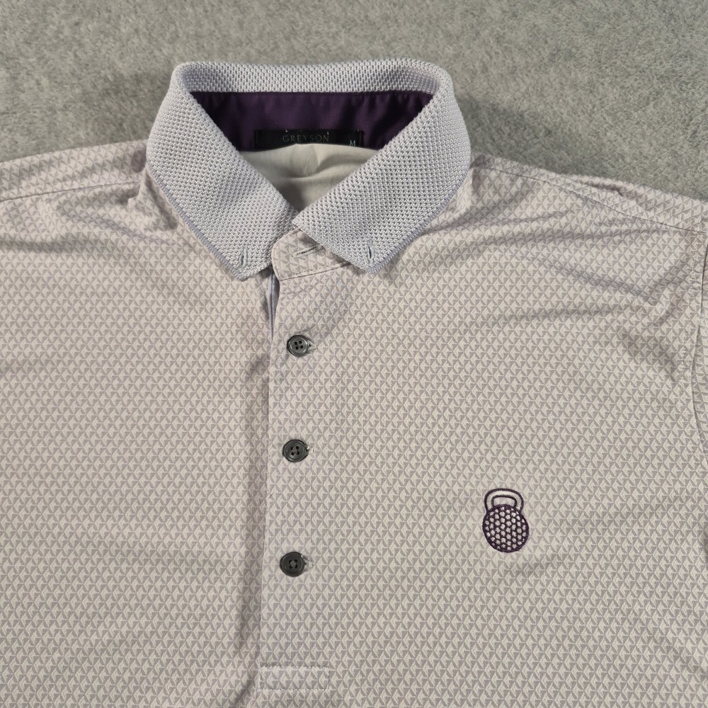 Greyson Polo Shirt Mens Medium Purple Printed Geometric Golf
